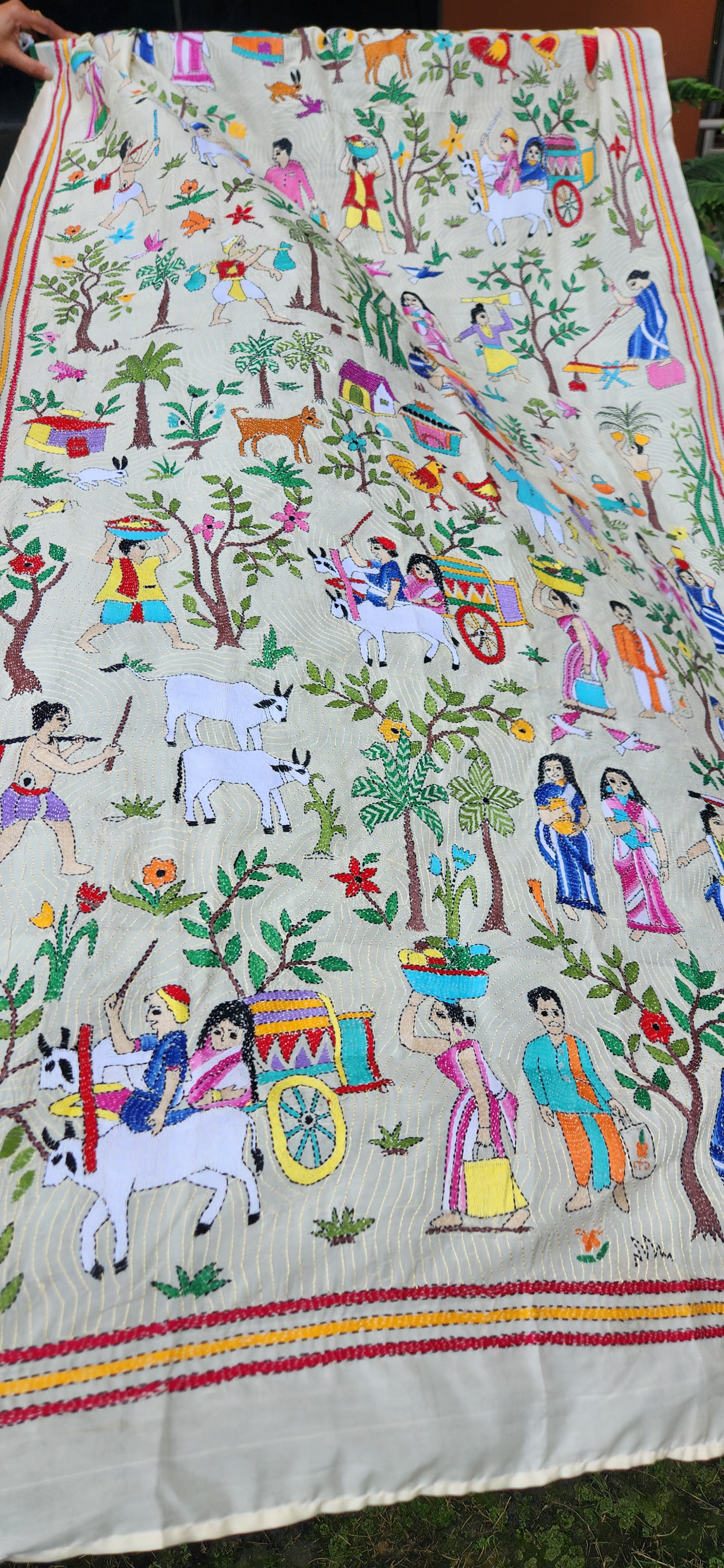 village kantha designer kantha dupatta she kantha iTokri Indian gifts Unique dupatta Bengal kantha 