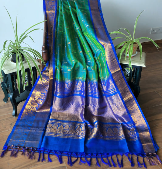 Gadwal saree handloom saree green saree Blue saree wedding saree