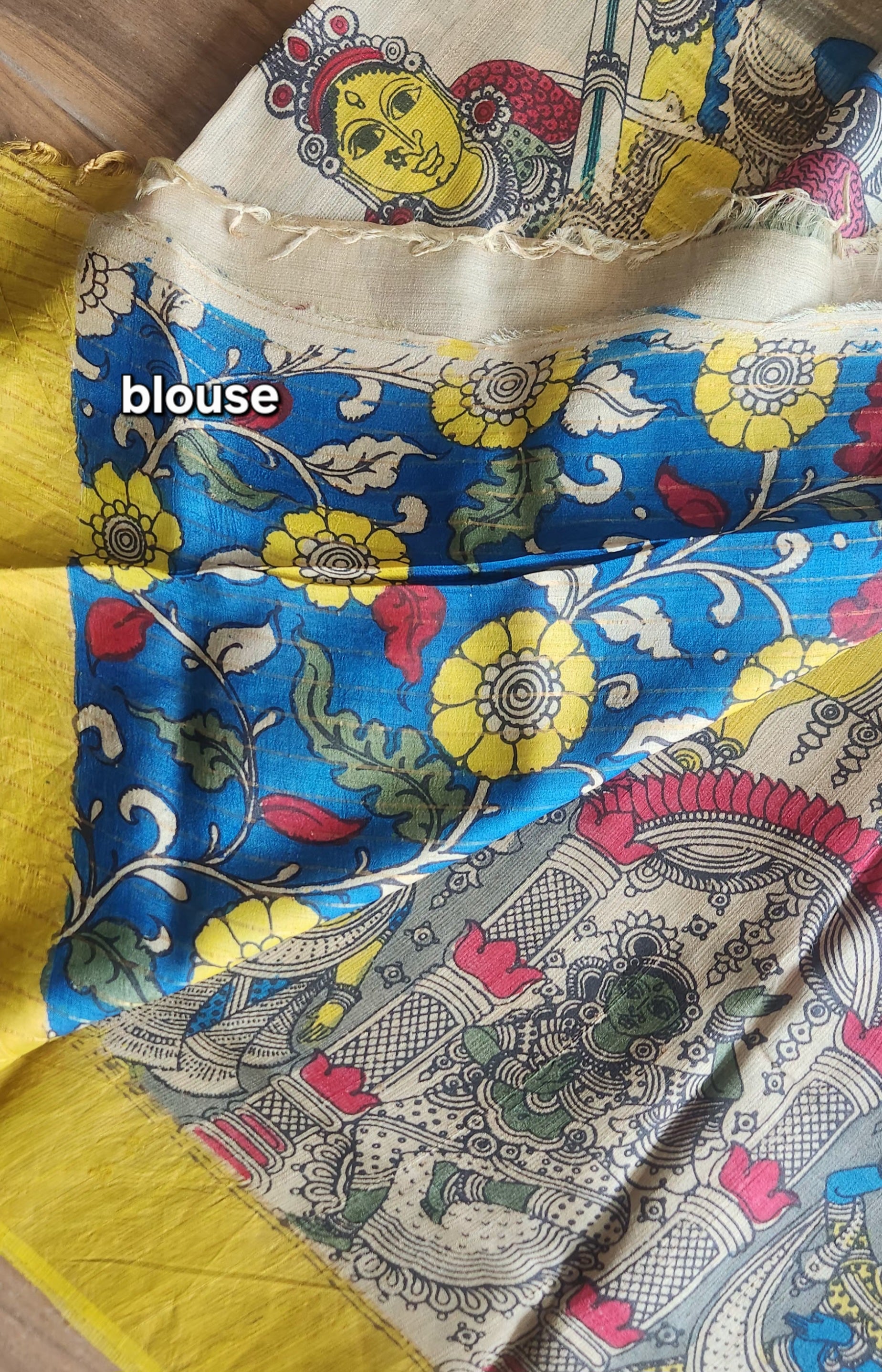 Pen kalamakari saree designer saree handmade saree Saraswati saree haldi function saree