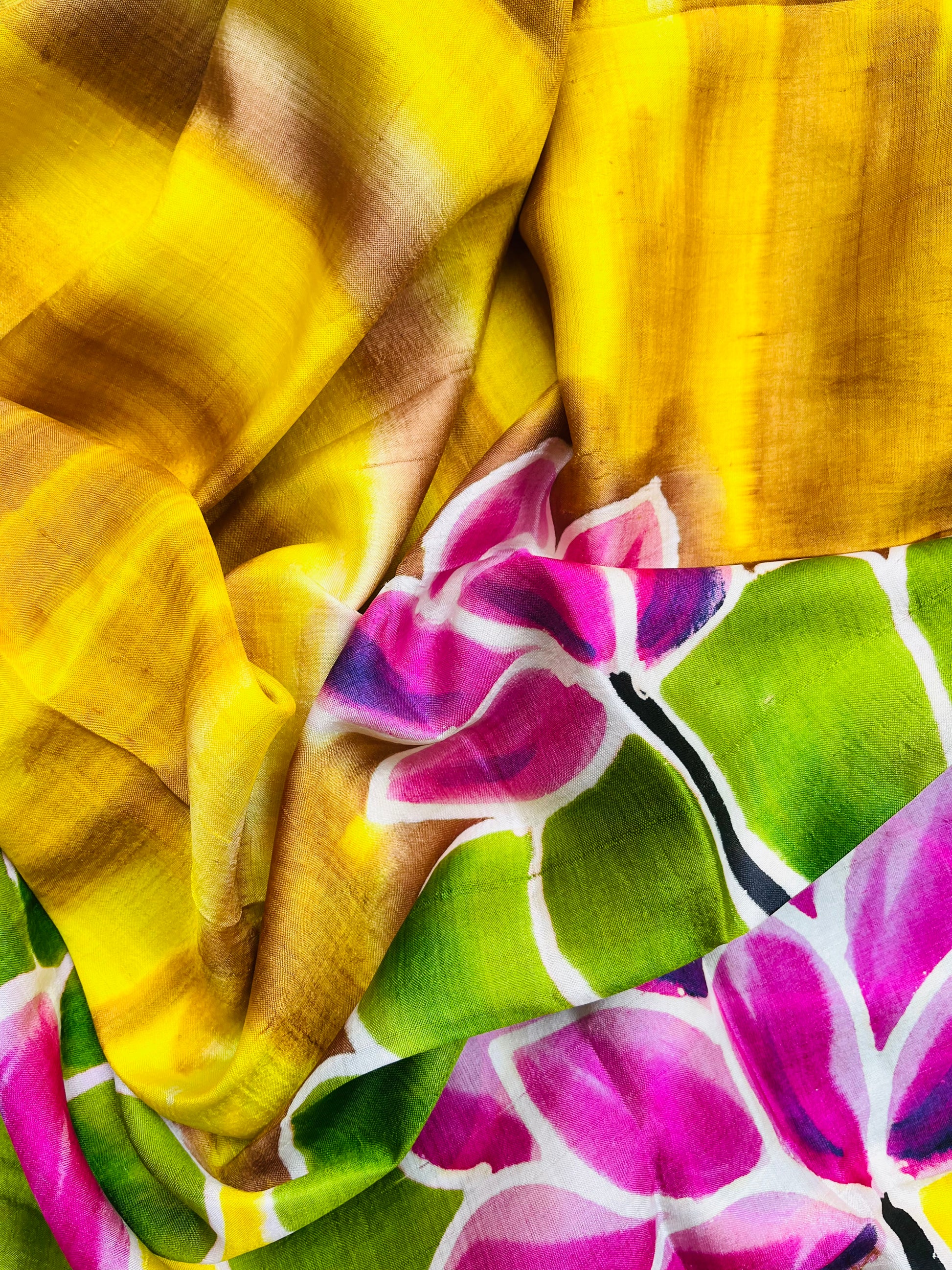 gorgeous dupatta silk dupatta yellow dupatta floral prints handmade