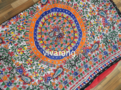 FUSION MADHUBANI SAREE