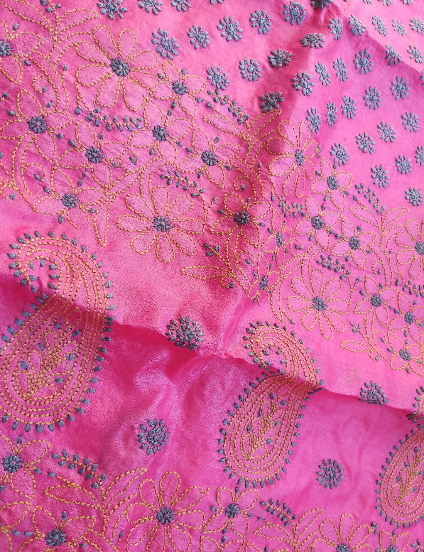 chikankari saree chikankari silk sareepink saree chikankaritussar handmade pink tussar
