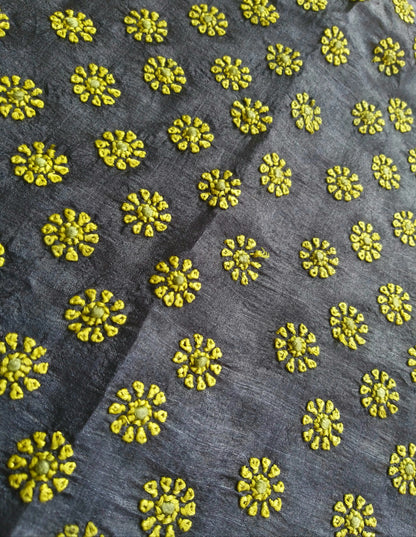 CHIKANKARI TUSSAR SILK SAREE