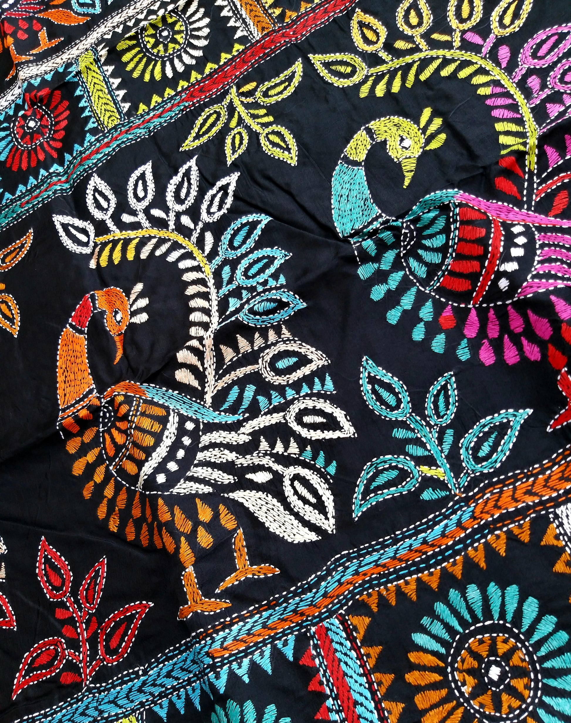 peacocks saree kanthasaree kantha saree black saree designersaree silk blackdress
