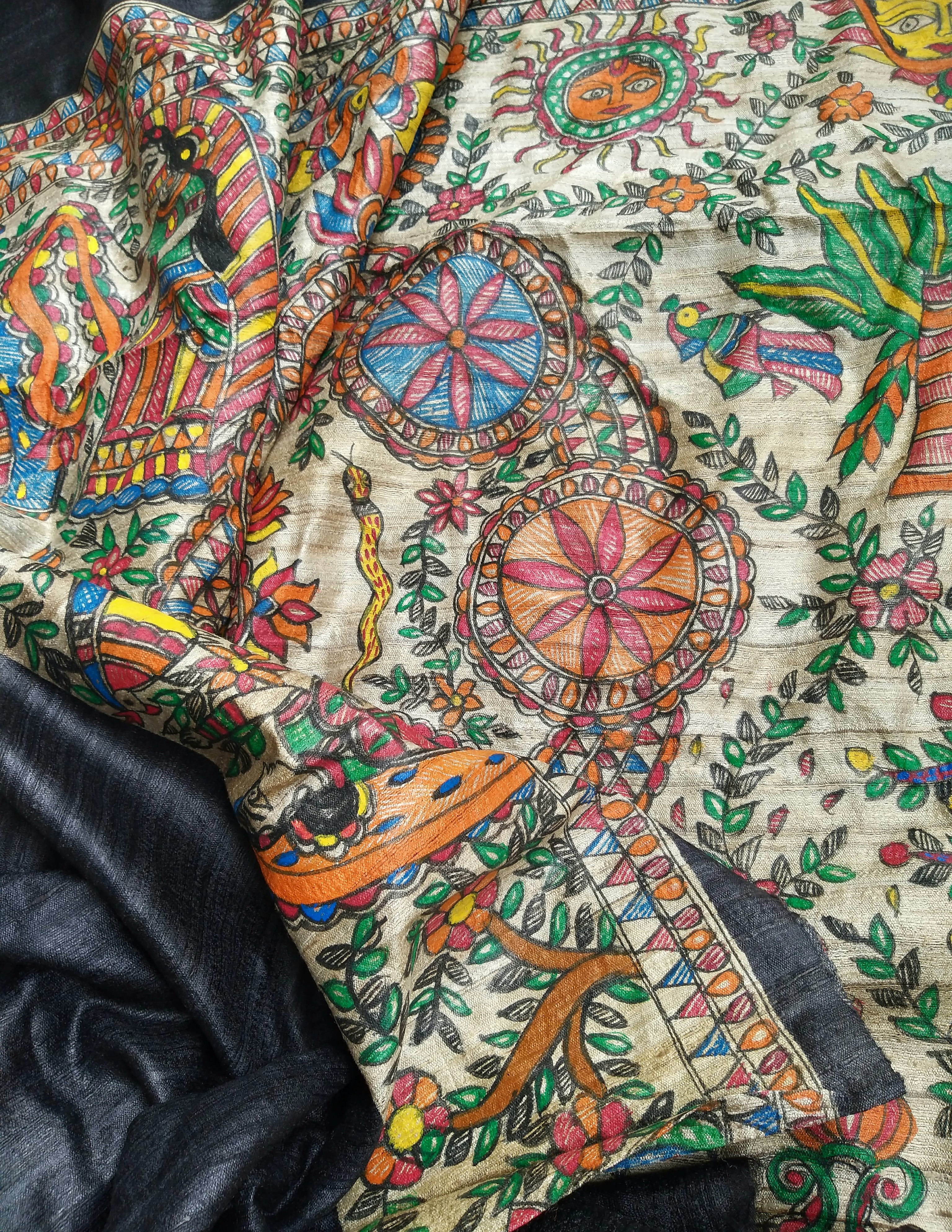 MADHUBANI HANDPAINTED SAREE - KOHBAR
