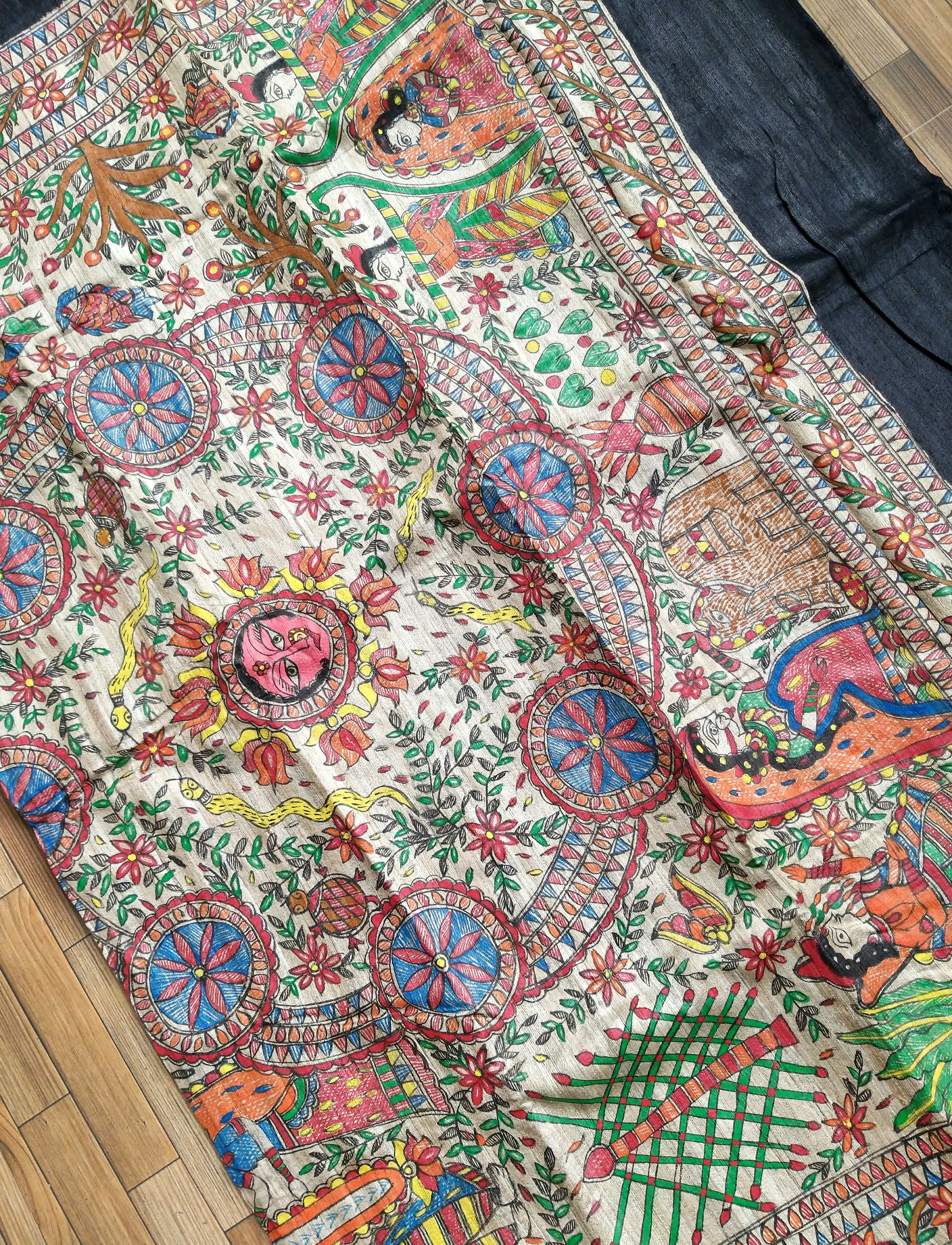 MADHUBANI HANDPAINTED SAREE - KOHBAR