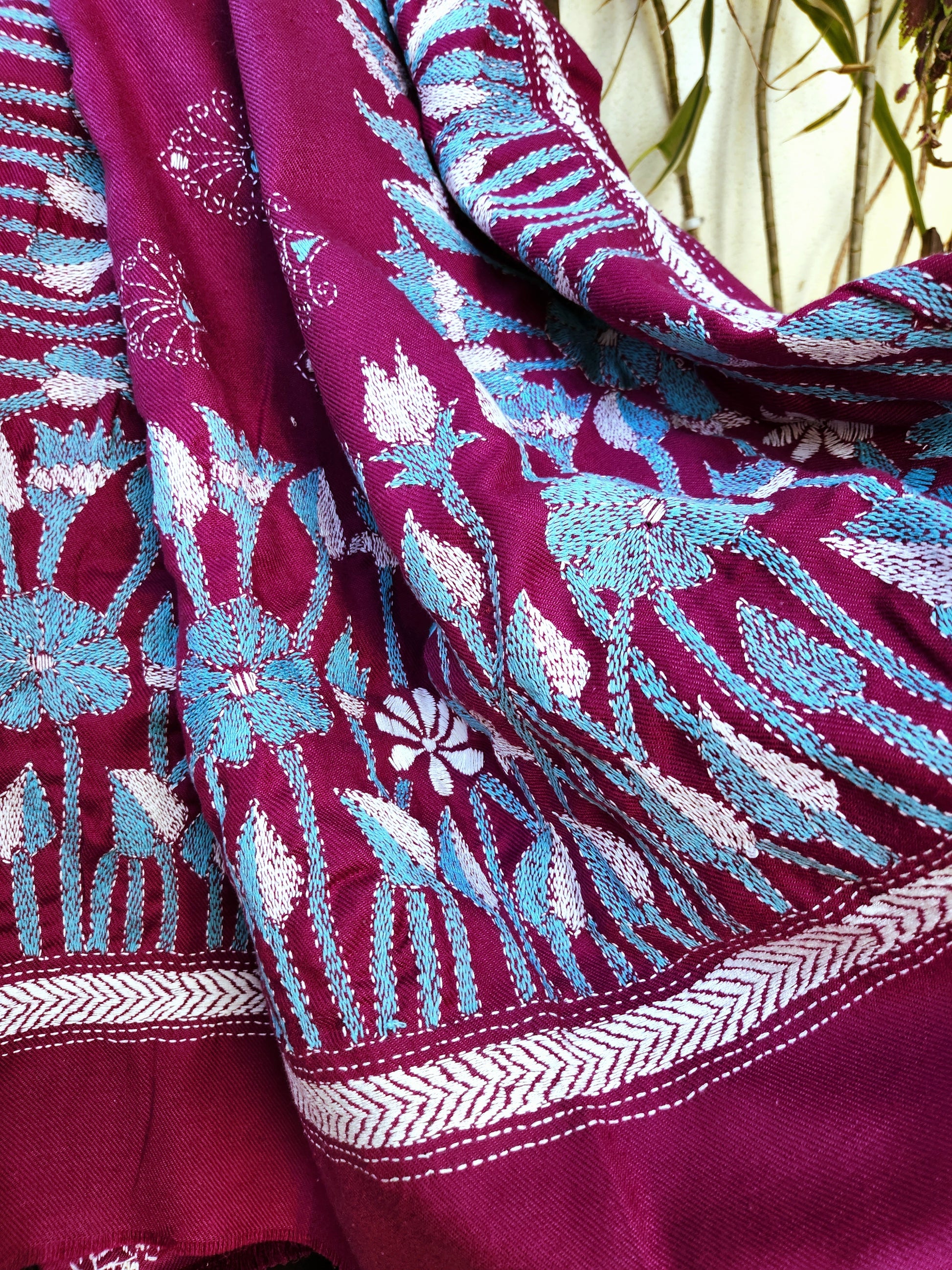 Kantha woolen shawls handmade gifts Indian gifts handembroidery winterwear wedding shopping