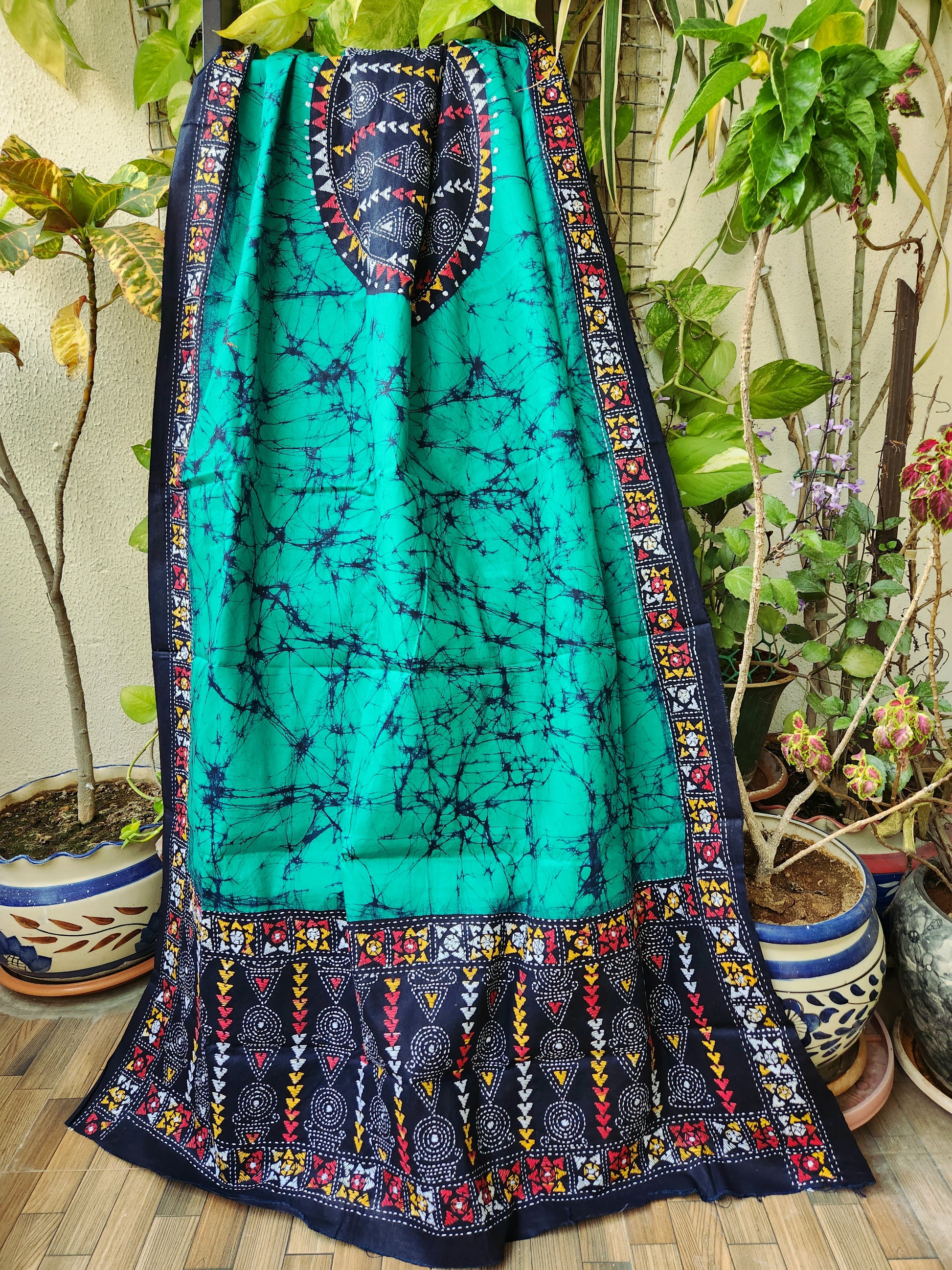 batik dupatta kantha dupatta cotton dupatta blue