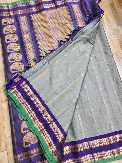 gadwal saree handloom saree Grey saree wedding shopping SICO saree