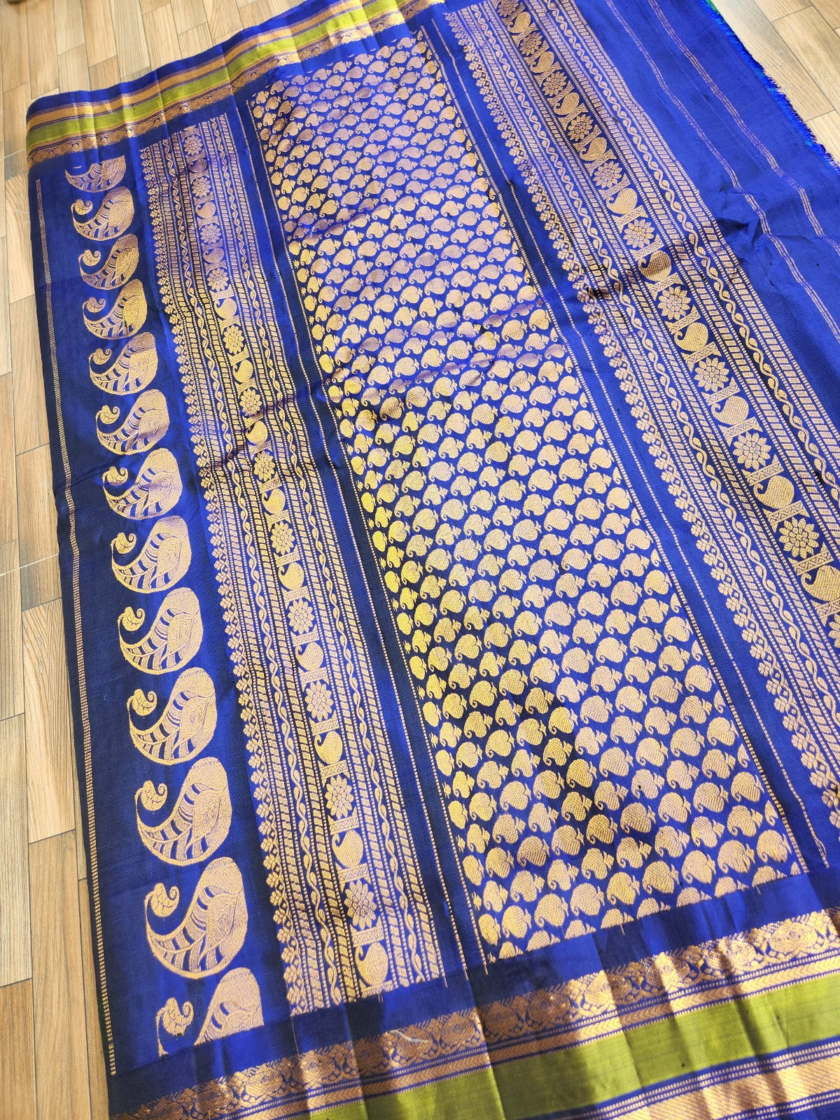 gadwal saree handloom saree Blue saree wedding shopping SICO saree Peacock colors saree 