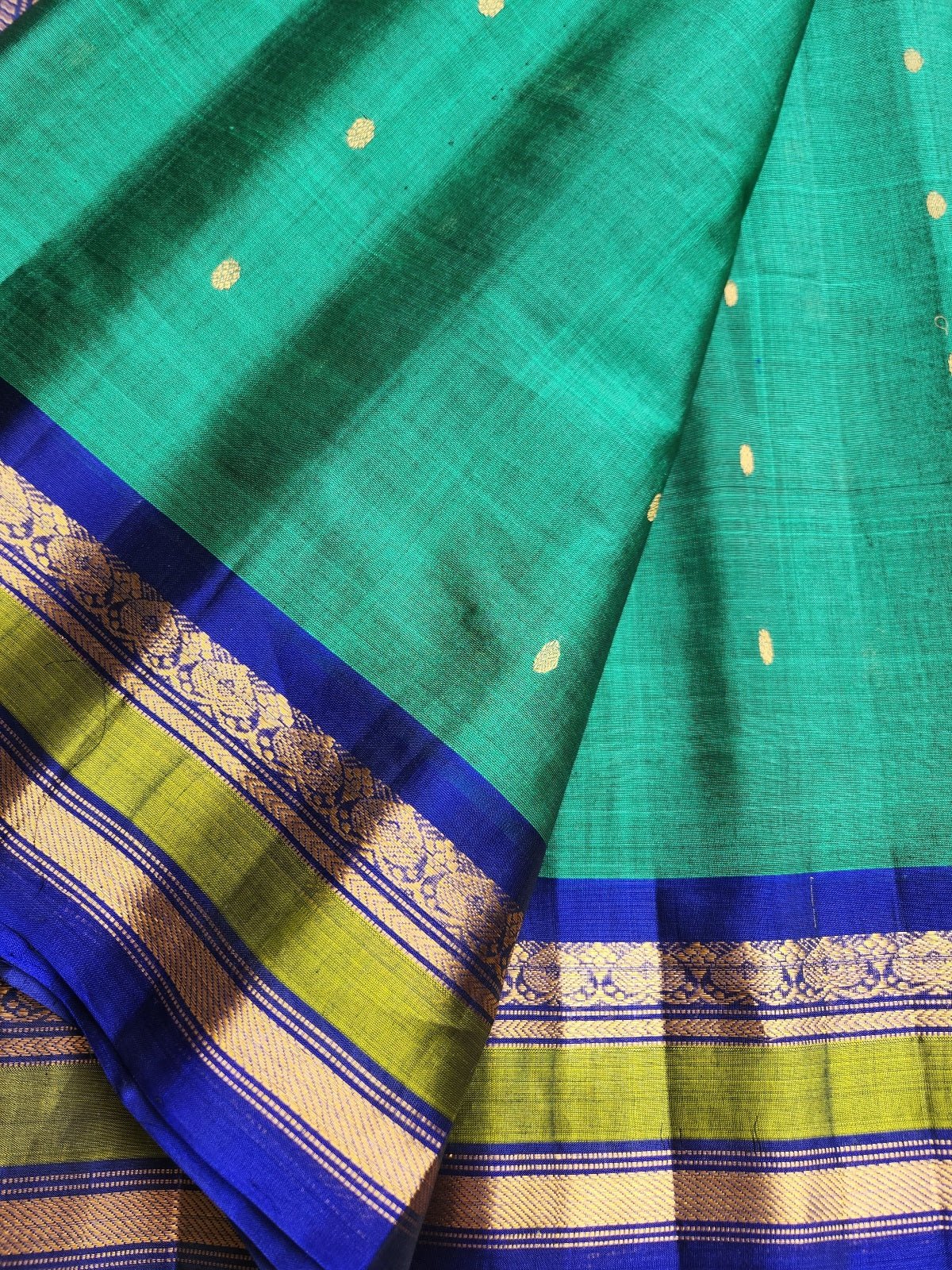 gadwal saree handloom saree Blue saree wedding shopping SICO saree Peacock colors saree 