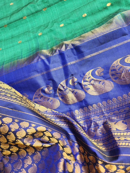 gadwal saree handloom saree Blue saree wedding shopping SICO saree Peacock colors saree 