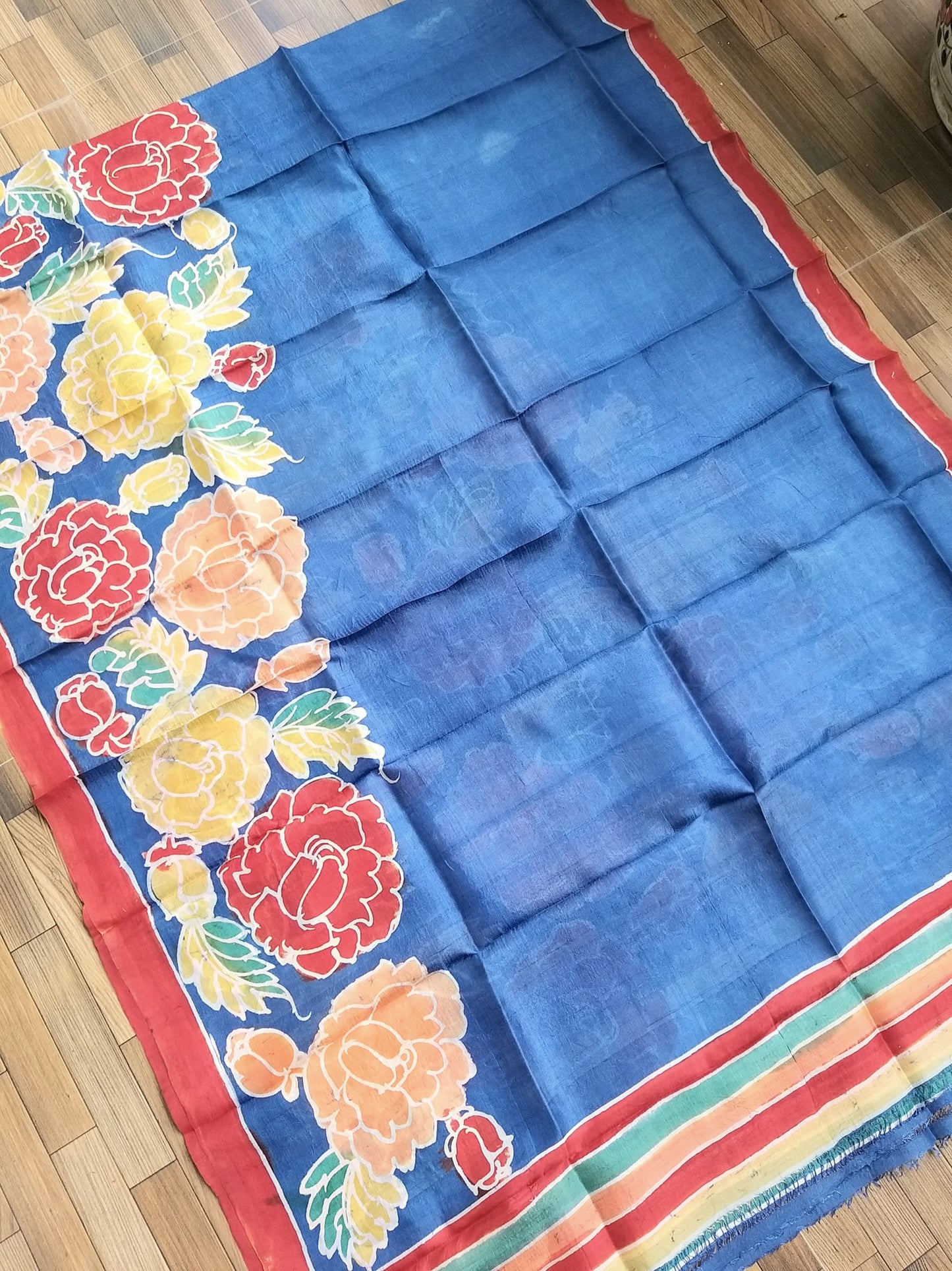 batik silk dupatta dupattas gifts blue roses