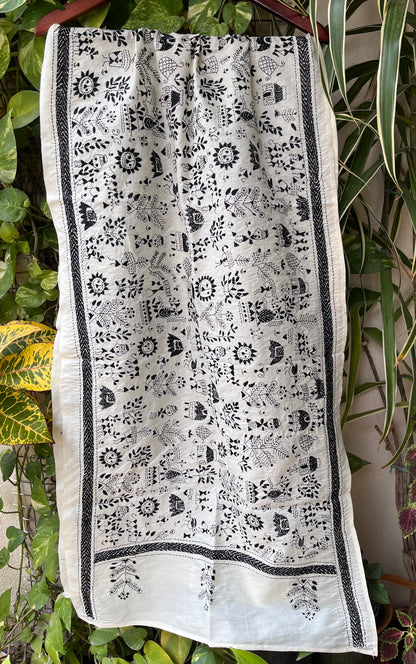 HAND EMBROIDERY STOLE WARLI warlistole stoles stole silkstole gifts indian corporate gifts