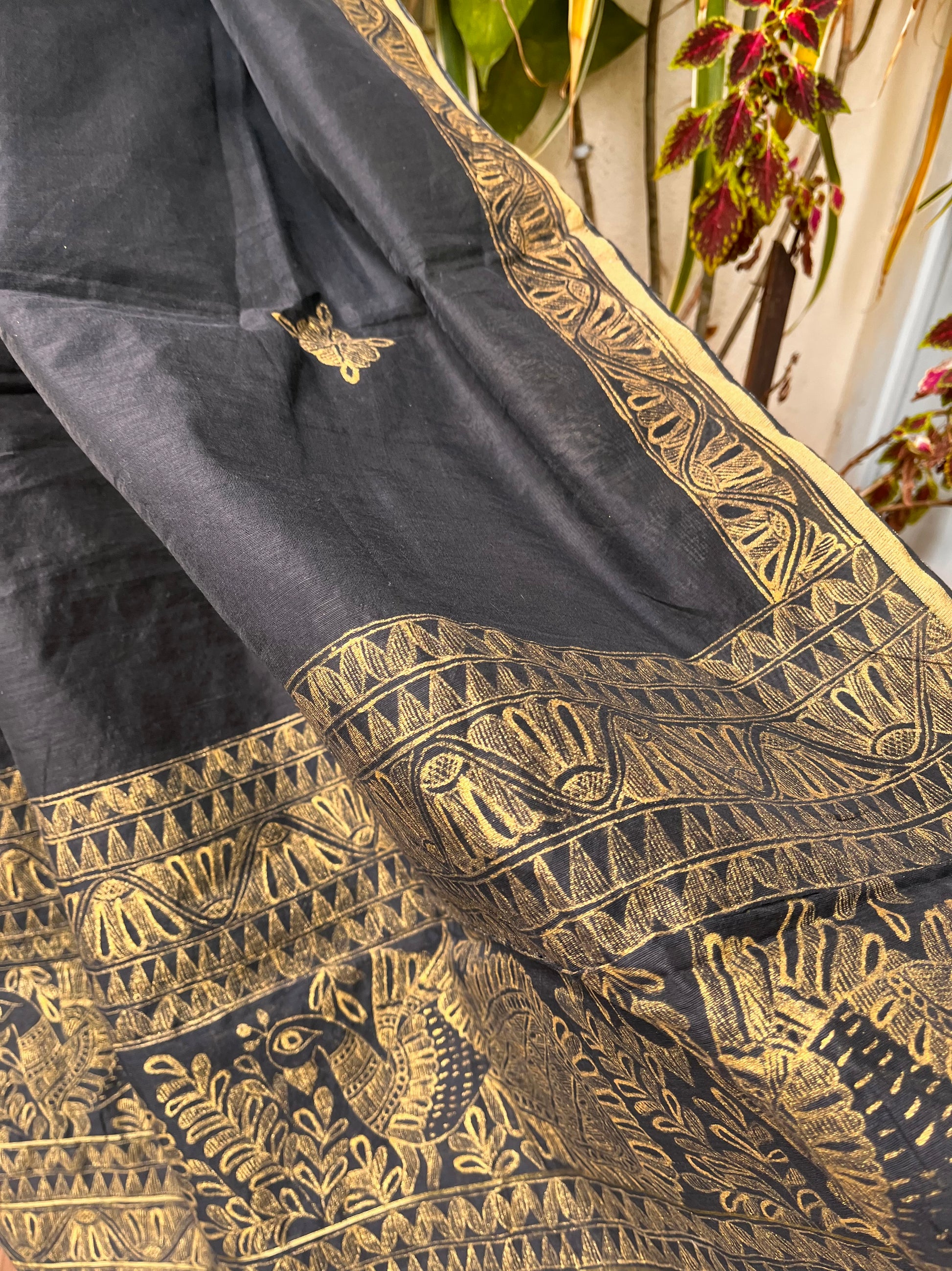madhubani black dupatta chanderi