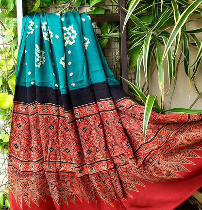 AJRAKH BANDHANI SILK DUPATTA