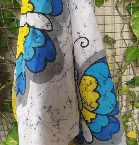 batik cotton dupatta butterfly batik white dupatta