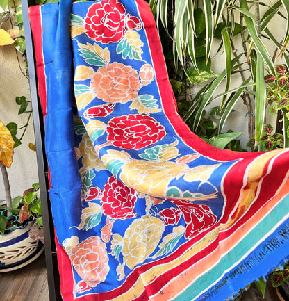 batik silk dupatta dupattas gifts blue roses