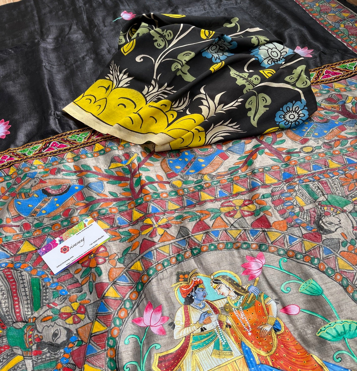 black saree madhubani saree pichwai saree designer wear Indian sarees Indian gifts