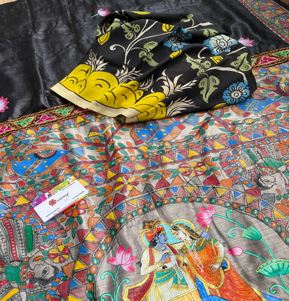 black saree madhubani saree pichwai saree designer wear Indian sarees Indian gifts