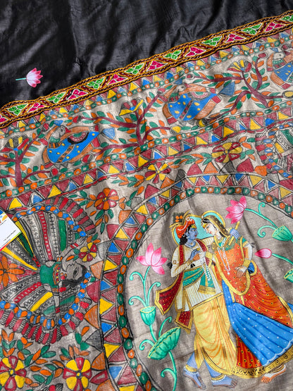 black saree madhubani saree pichwai saree designer wear Indian sarees Indian gifts
