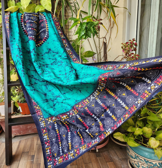 batik dupatta kantha dupatta cotton dupatta blue