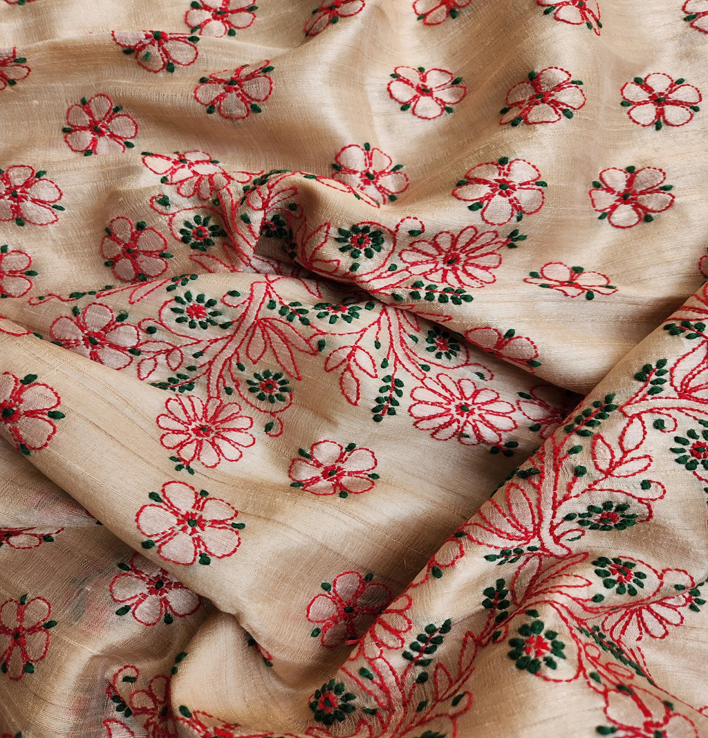 CHIKANKARI TUSSAR SILK SAREE