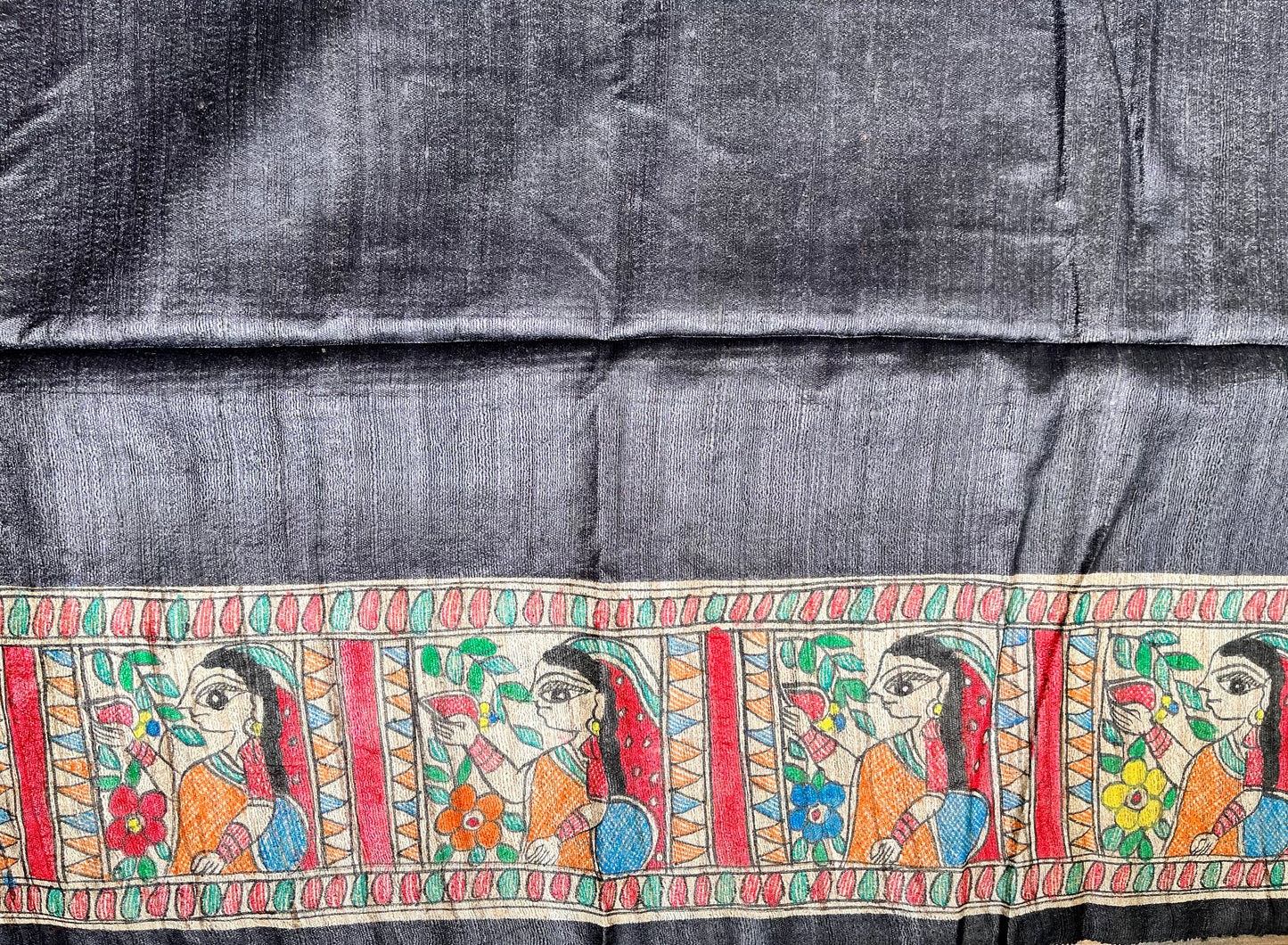 MADHUBANI HANDPAINTED SAREE - DURGA PUJA