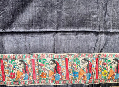 MADHUBANI HANDPAINTED SAREE - DURGA PUJA