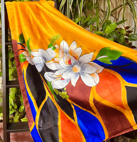 gorgeous dupatta silk dupatta yellow dupatta floral prints handmade