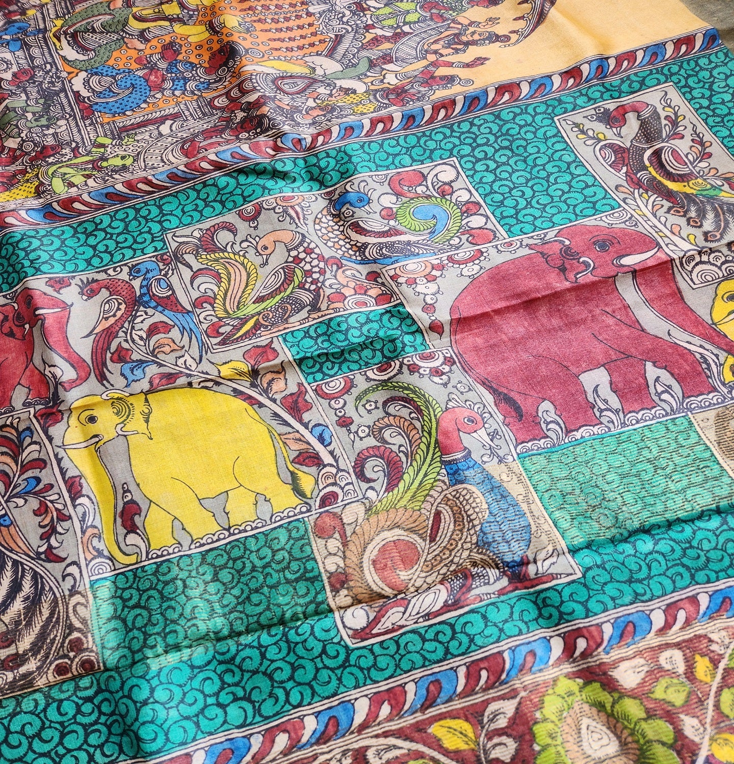 Penkalamkari kalamkari sarees tussar silk kalahasti