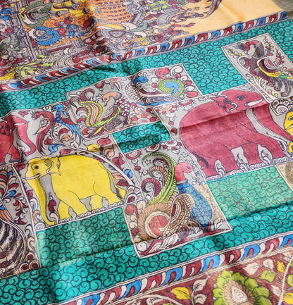 Penkalamkari kalamkari sarees tussar silk kalahasti