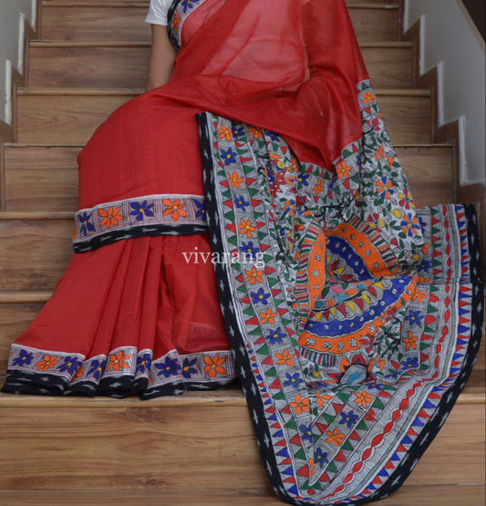 FUSION MADHUBANI SAREE