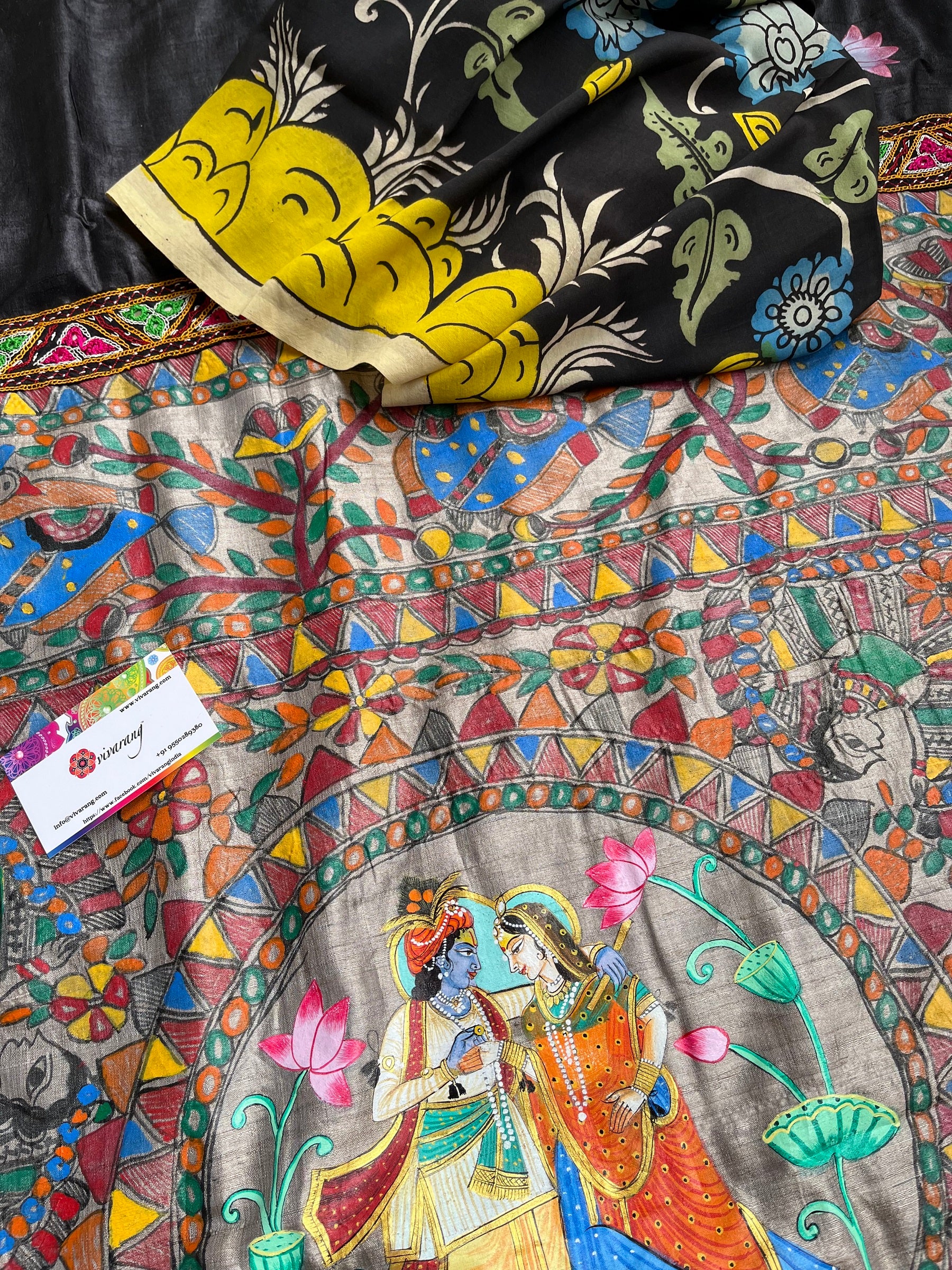 black saree madhubani saree pichwai saree designer wear Indian sarees Indian gifts