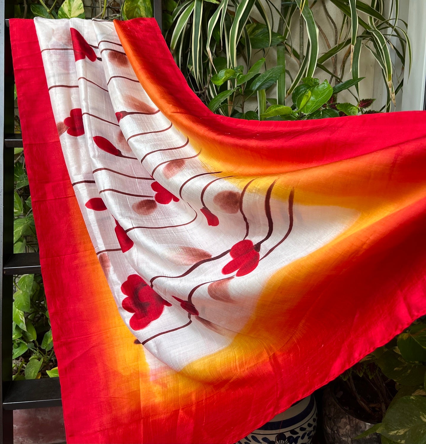 gorgeous dupatta silk dupatta red dupatta floral prints handmade