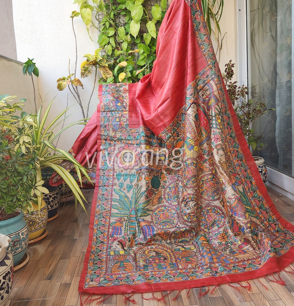 MADHUBANI HANDPAINTED SAREE - KOHBAR