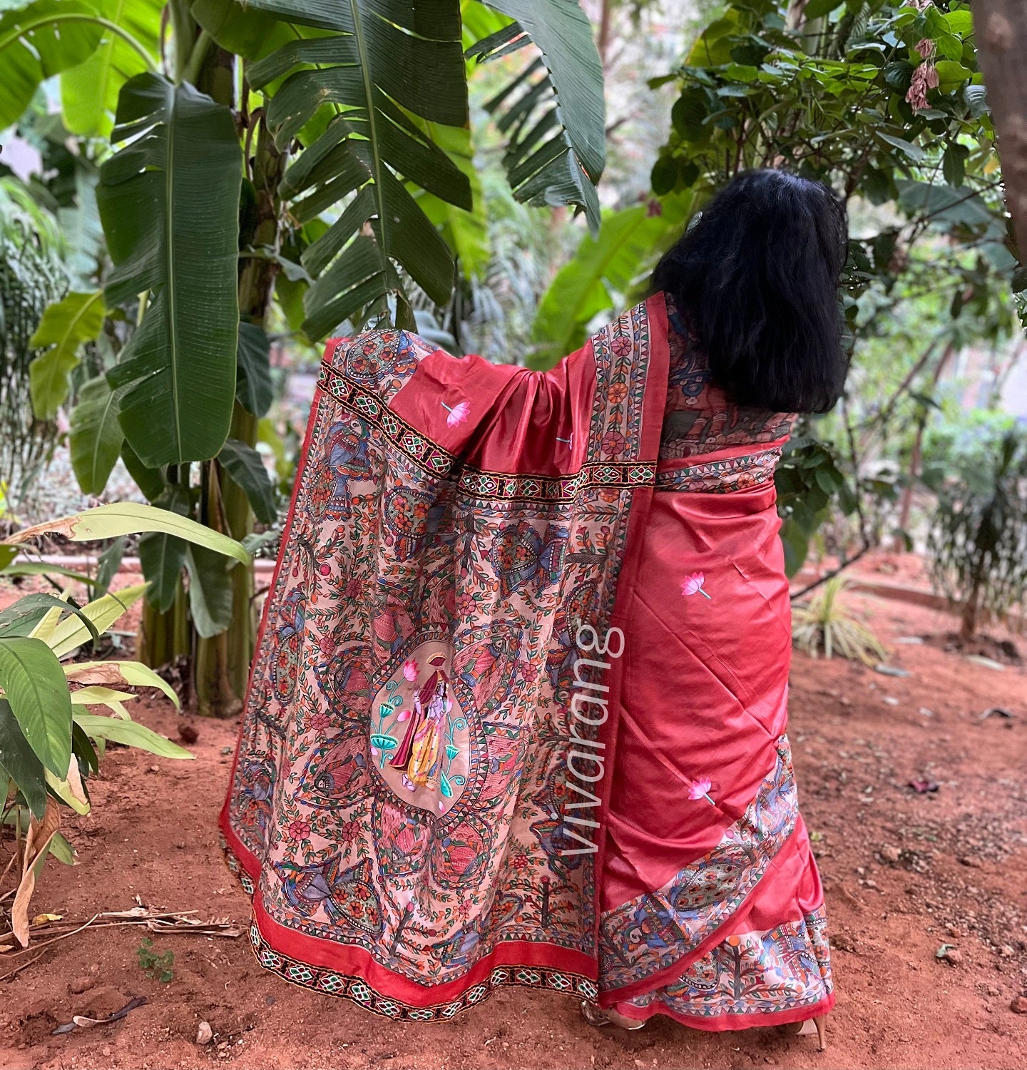 red saree essence of india pichwai saree wedding shopping