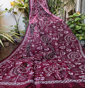 burgundy kantha dupatta warli dupatta handmade gifts wedding shopping
