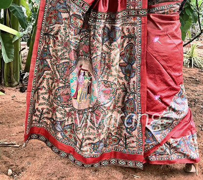 red saree essence of india pichwai saree wedding shopping