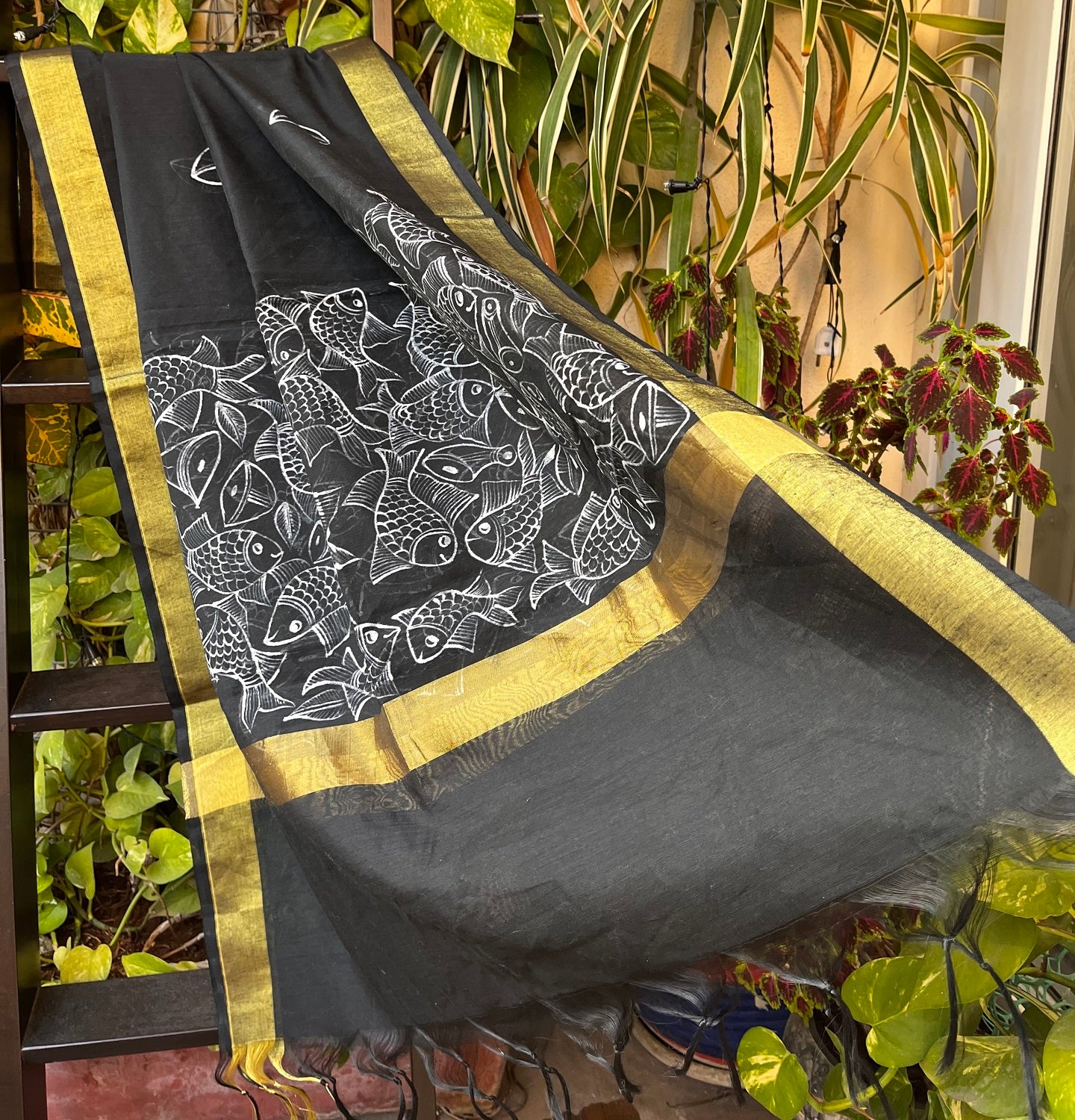 black chanderi dupatta