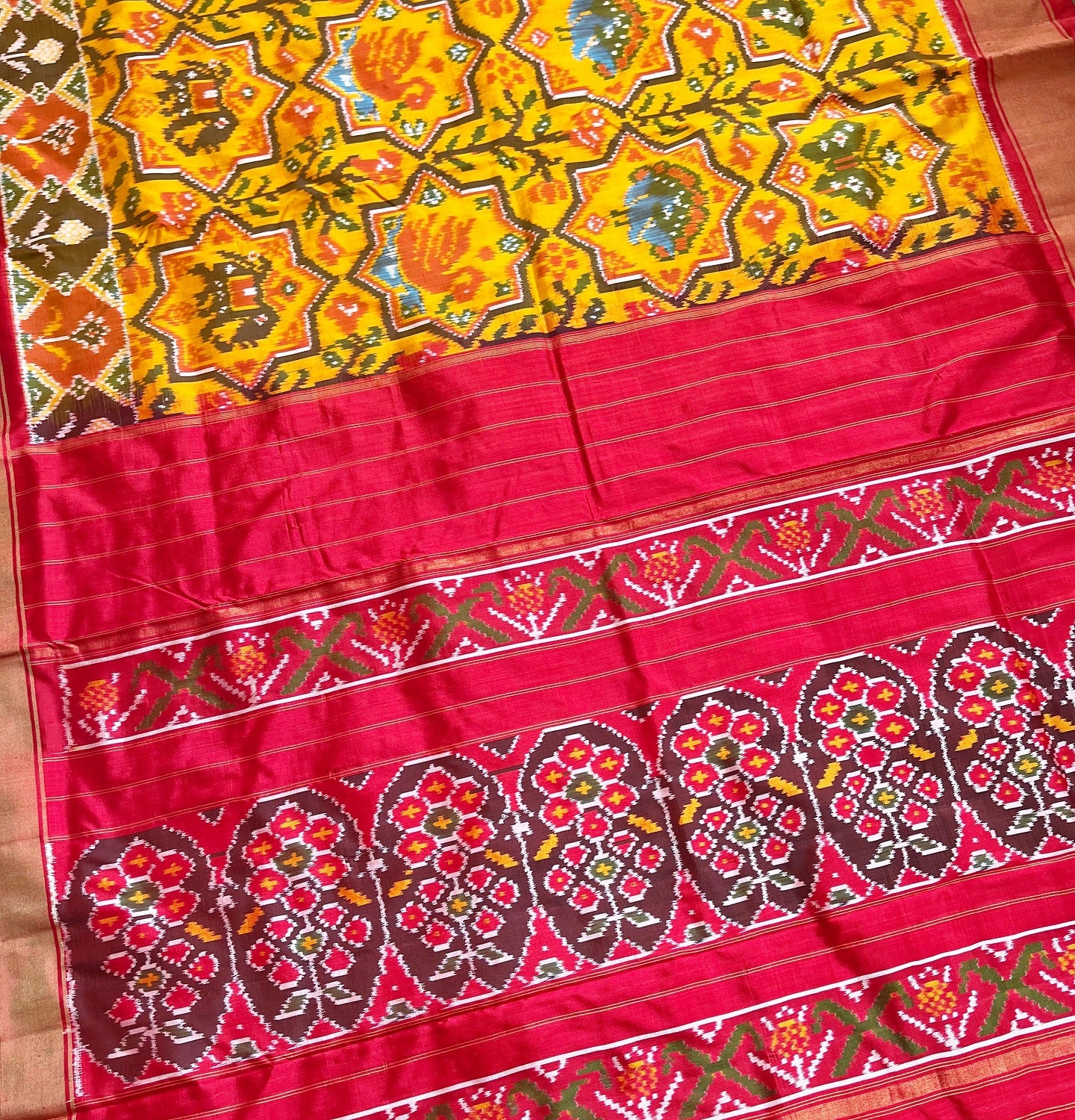 yellow patola silk saree