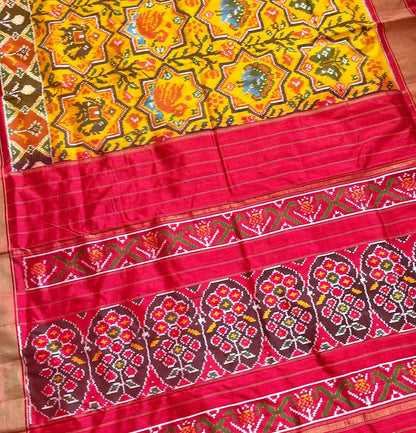 yellow patola silk saree