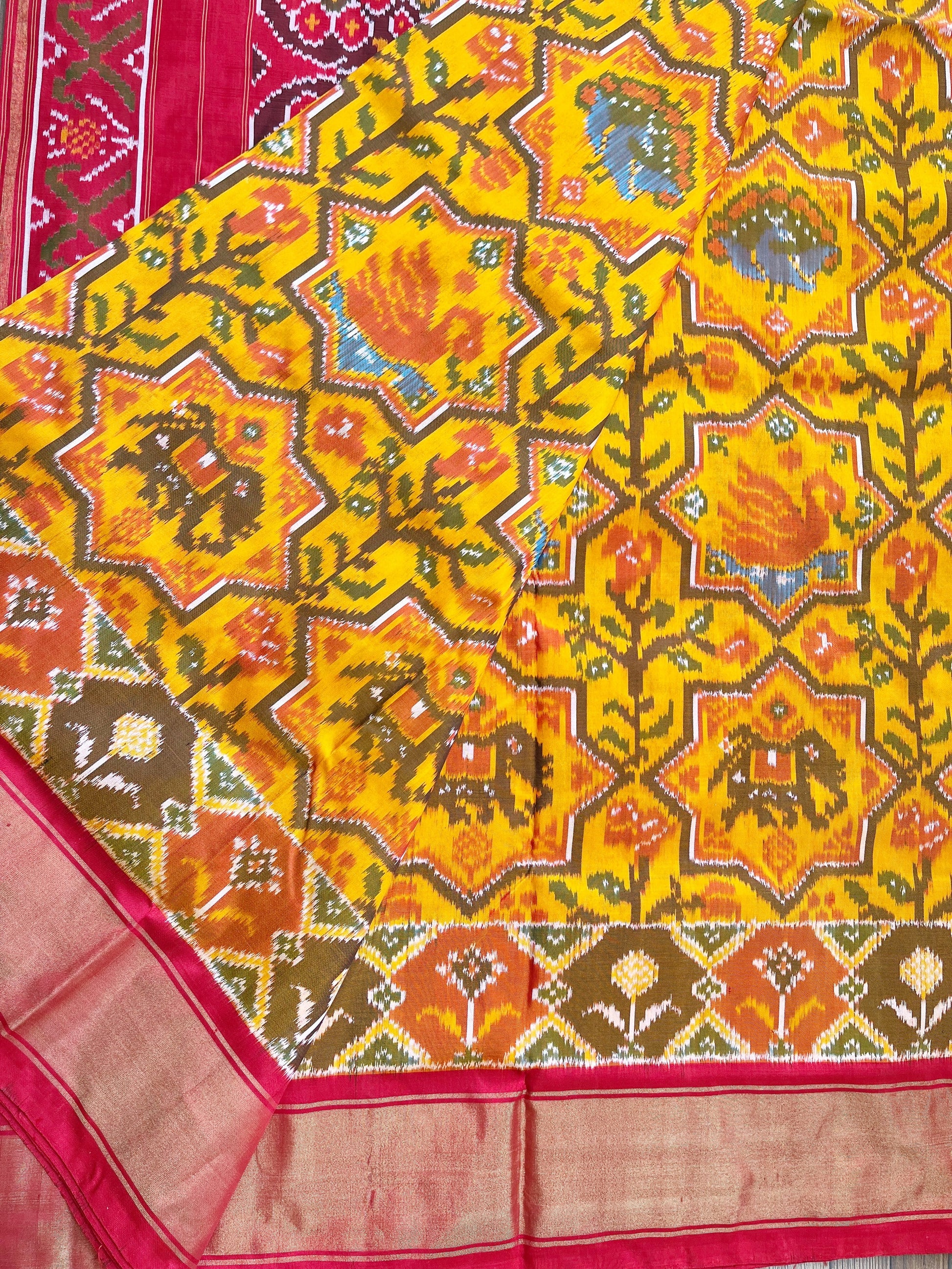 yellow patola silk saree