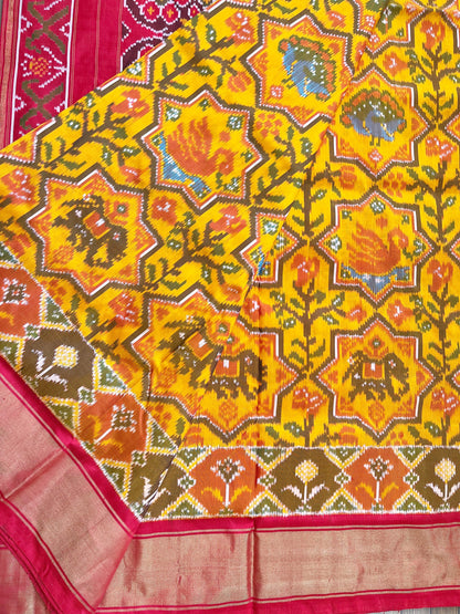 yellow patola silk saree