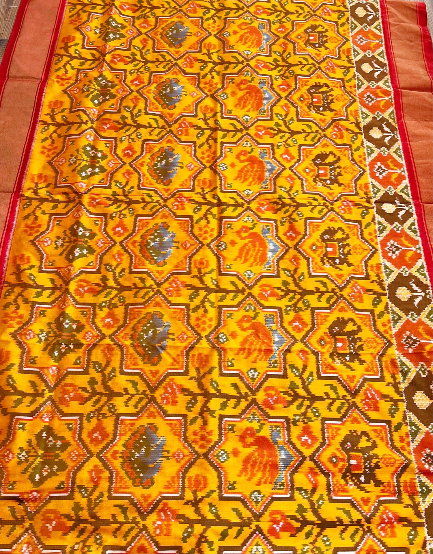 yellow patola silk saree