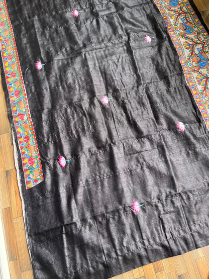black saree madhubani saree pichwai saree designer wear Indian sarees Indian gifts