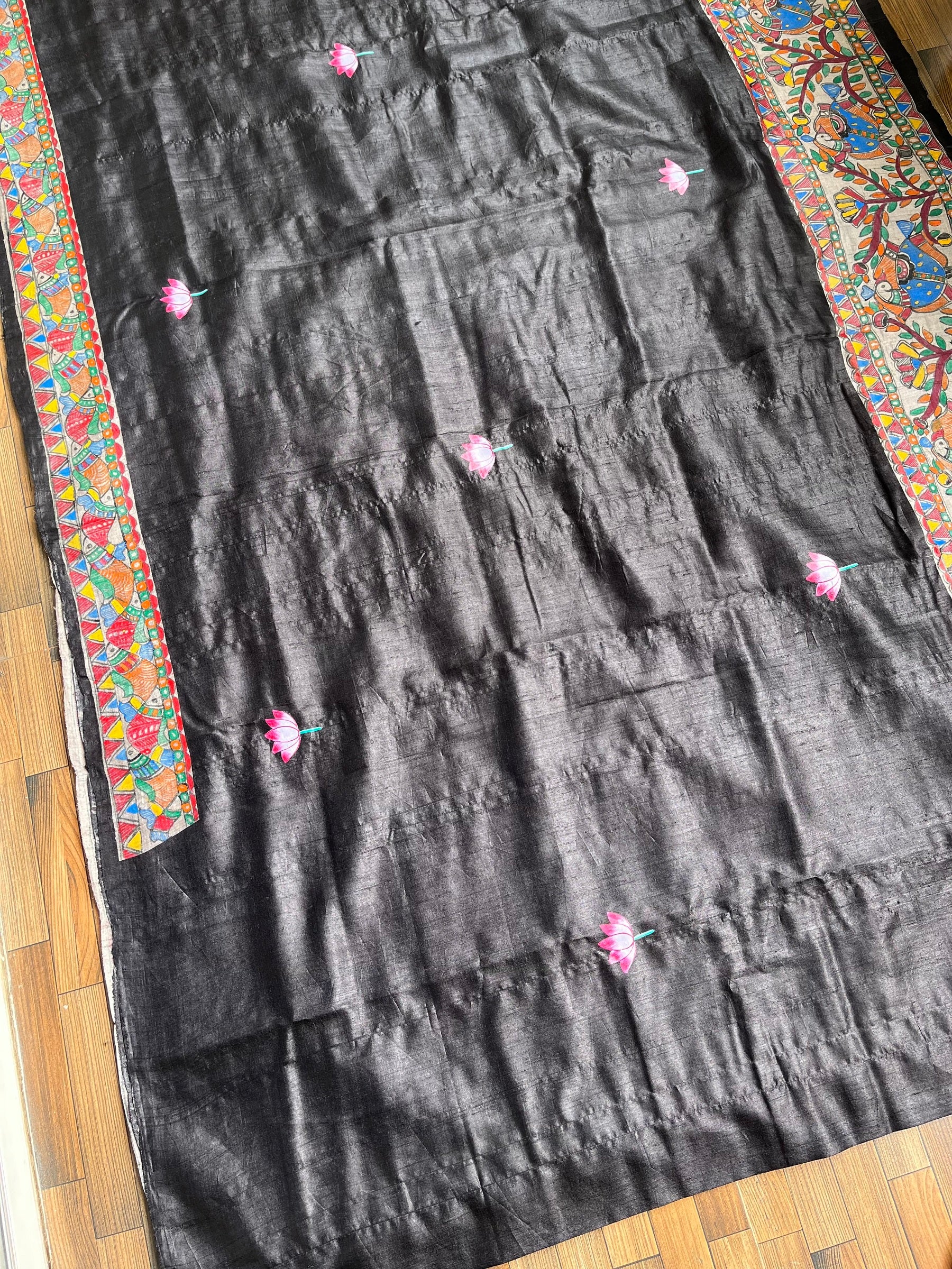 black saree madhubani saree pichwai saree designer wear Indian sarees Indian gifts