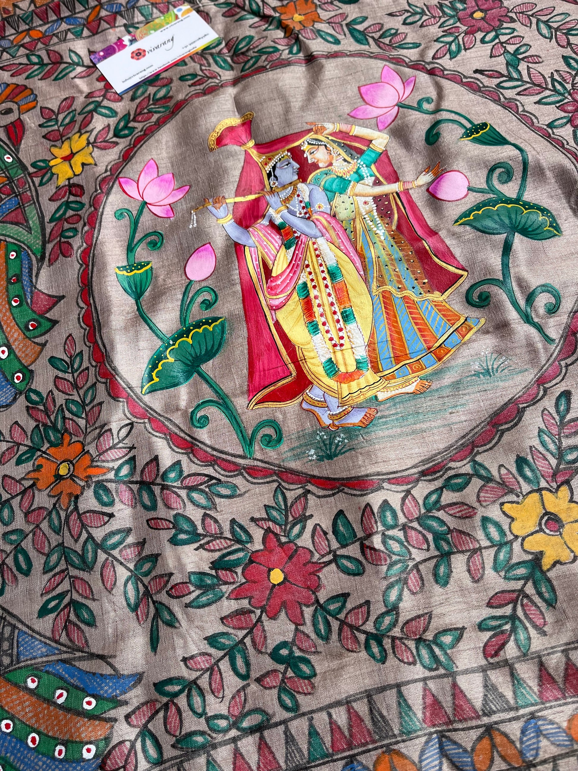 confluence artformsofIndia Redsaree Indiangifts wedding saree Madhubani saree Pichwai Saree